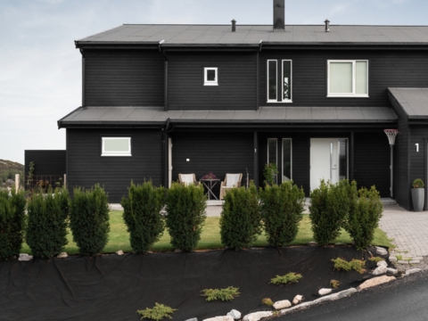 svartmalt enebolig som er malt med maling fra Opus svartmalt enebolig som er malt med maling fra Opus